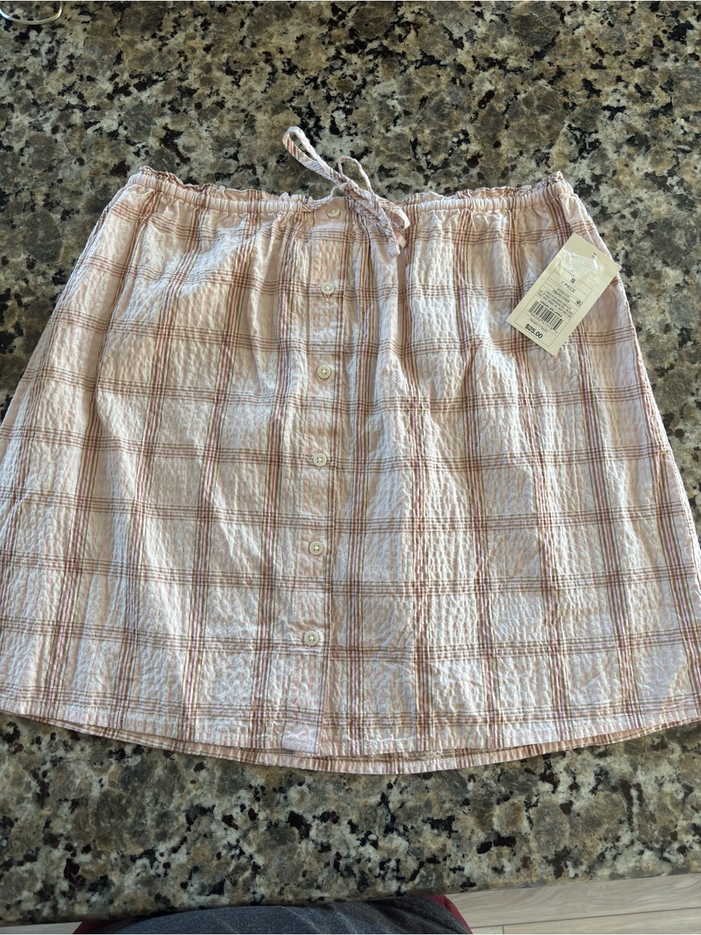 A new day Light Pink Plaid Button-Front Mini Skirt